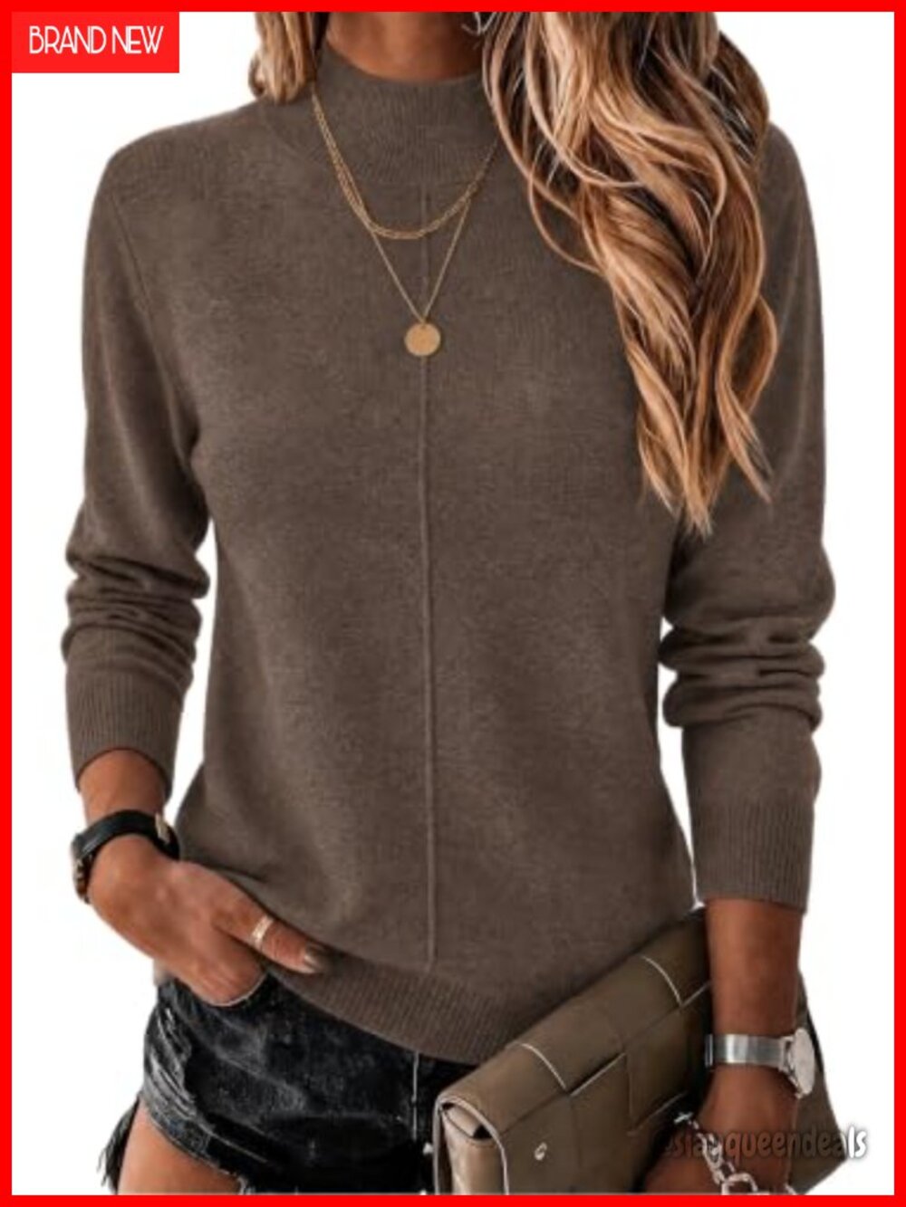 Wool Blend Mock Neck Long Sleeve Sweater Business Casual Pullover